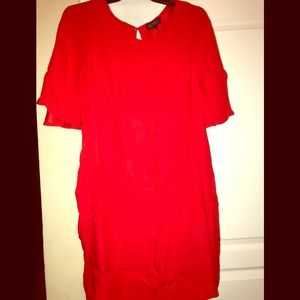 Red cape sleeves dress